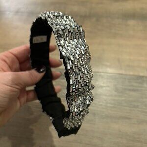 NWT Bejeweled Headband, Clear Stones on Black headband, One Size